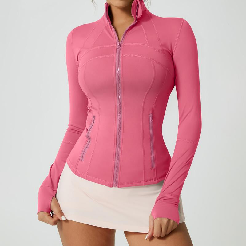 Timeoff Women'S Solid Color Multi-Functional Paneled Zippered Sports Yoga Jacket,Gym Workouts, Badminton, and Casual Exercise. Workout Clothes Women Design
