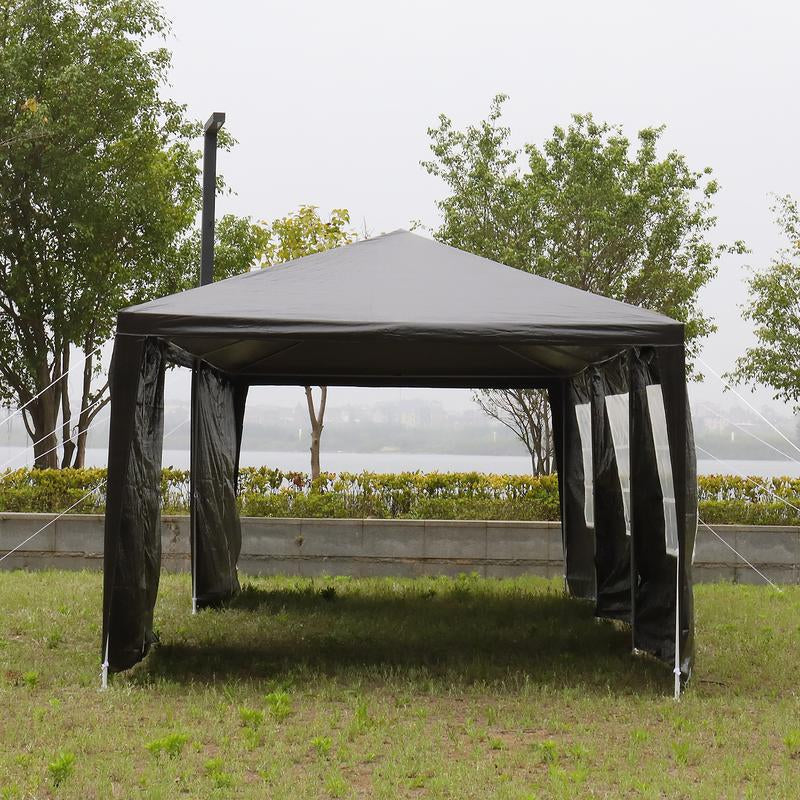 10X30Ft Outdoor Party Tent with 8 Removable Sidewalls, Waterproof PE Canopy with Windows, Patio Wedding Gazebo for Backyard Events, Black