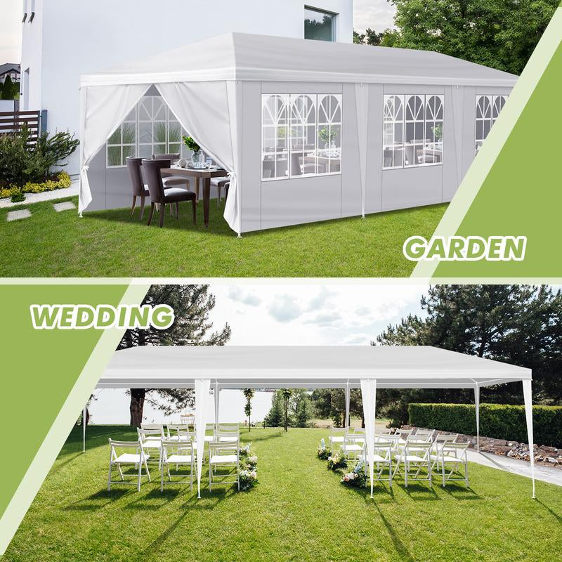 10X30Ft Wedding Canopy Tent with 8 Removable Sidewalls, Outdoor Shelter for Party, Wedding, Marketplace Outdoor Canopy Tent Sturdy Rib Outdoor Event Party