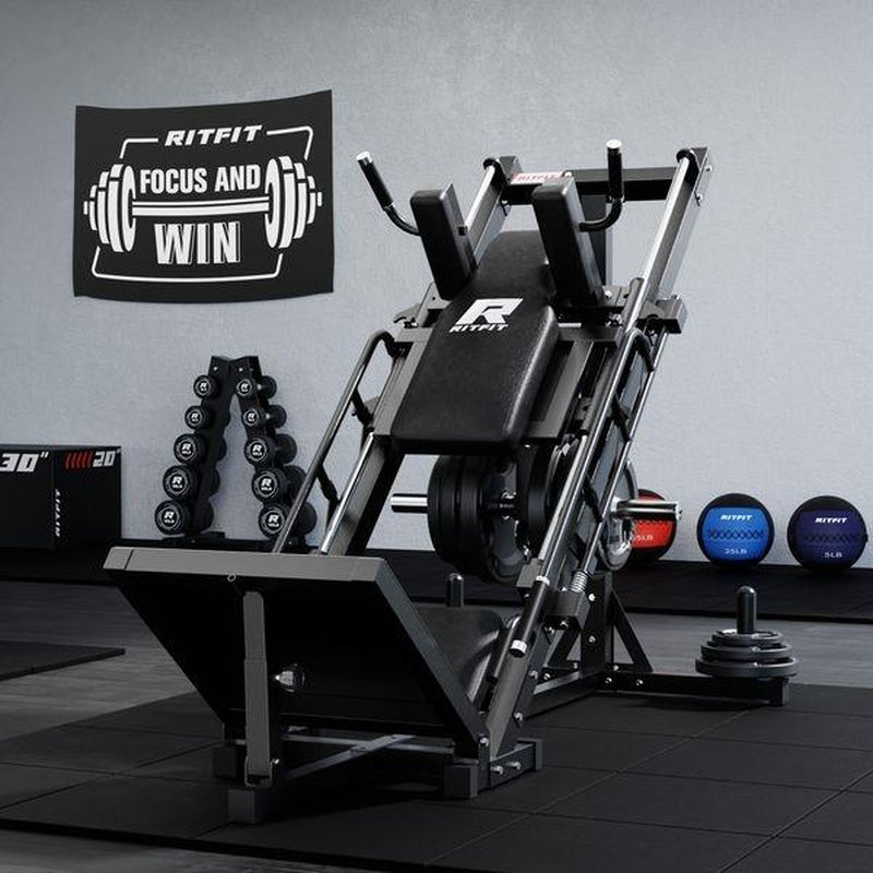 Ritfit BLP01 3-In-1 Leg Press and Hack Squat Machine with Steel Foot Pedals and Anti-Slip Patterns Home Gym Hip Abduction Machines