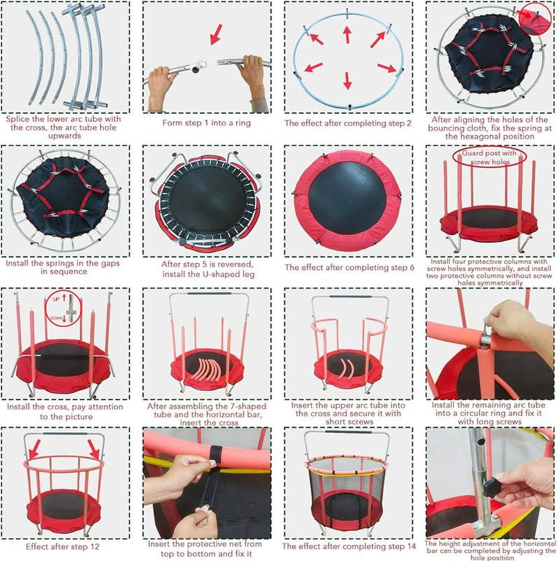 Trampoline for Kids with Basketball Hoop, 55" Toddler Trampoline Indoor & Outdoor, 440Lbs Capacity Baby Trampoline with Enclosure, No-Gap Safe Design,,Swing,Sandbag,Ring,Ocean Balls,Gifts for Boys&Girls,