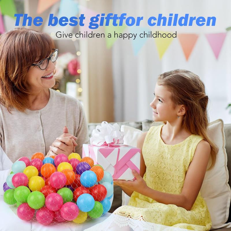 100 Counts Ball Pit Balls, Colorful Plastic Balls for Ball Pit for Kids, Reusable Ballpit Balls with Storage Bag for Indoors and Outdoors Activities
