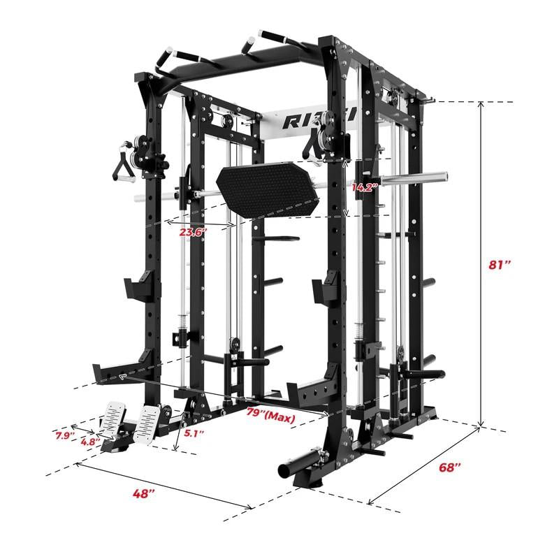 Ritfit BUFFALO Multifunctional Smith Machine with Lat Pull down and Cable Crossover for Versatile Strength Training