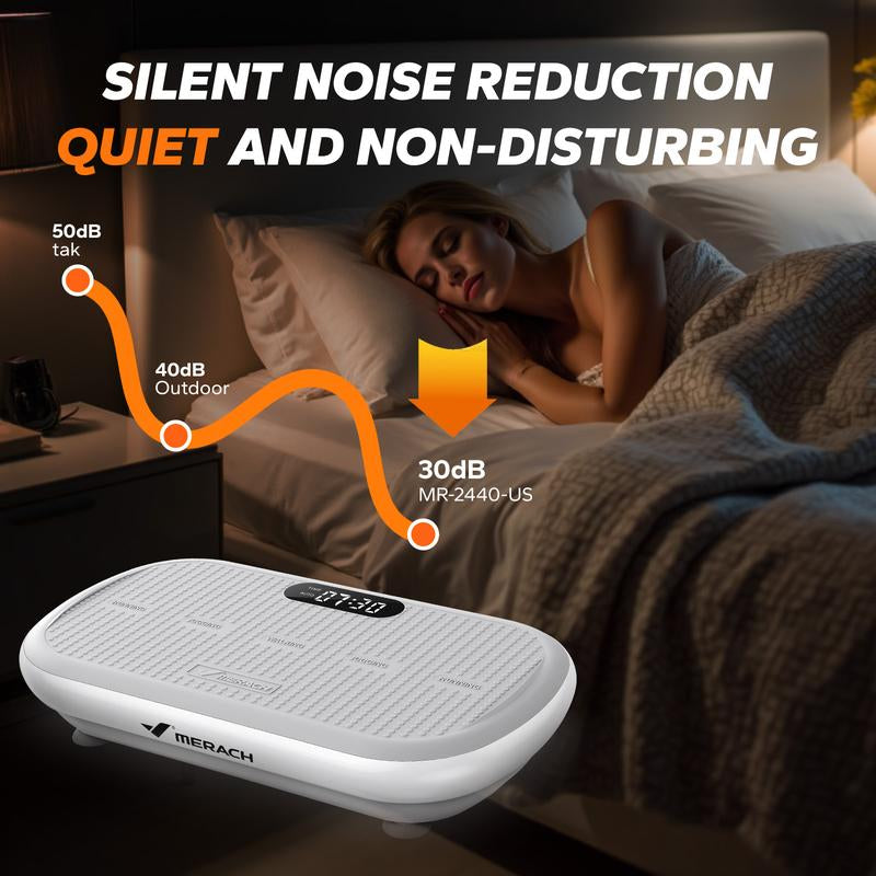 MERACH High-Power Vibration Plate Exercise Machine,440Lbs Weight Capacity, Bluetooth Remote Control, 4 Workout Modes for Home Gym Fitness Equipment