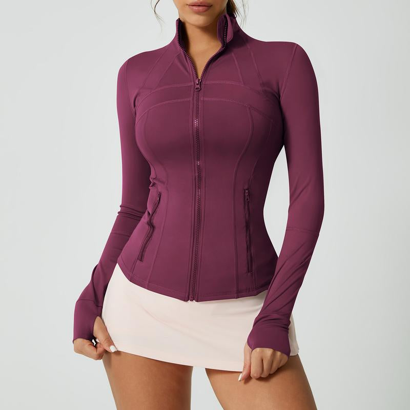 Timeoff Women'S Solid Color Multi-Functional Paneled Zippered Sports Yoga Jacket,Gym Workouts, Badminton, and Casual Exercise. Workout Clothes Women Design