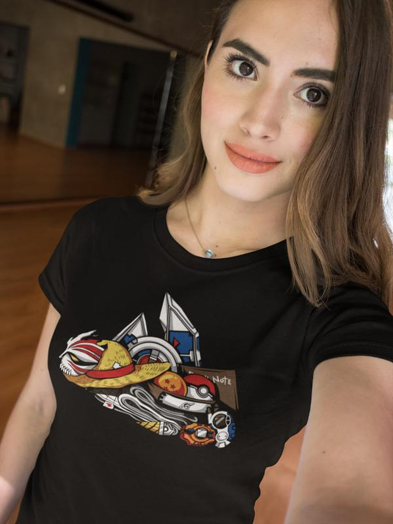 Cartoon Japanese Manga Black Tshirt , One Piece, Dragon Ball, Pokemon- Menswear