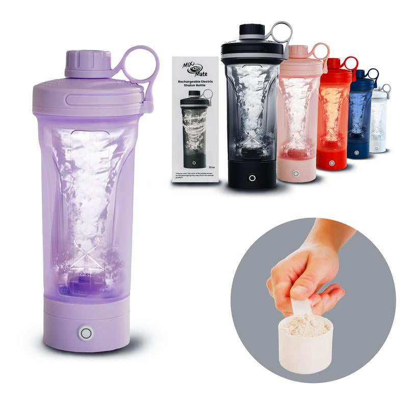 Mixmate Electric Shaker Blender Bottle - Rechargeable Type-C Cup for Gym Protein, Blender Bottle, and Powder Mixes, BPA Free, Self Stirring Design