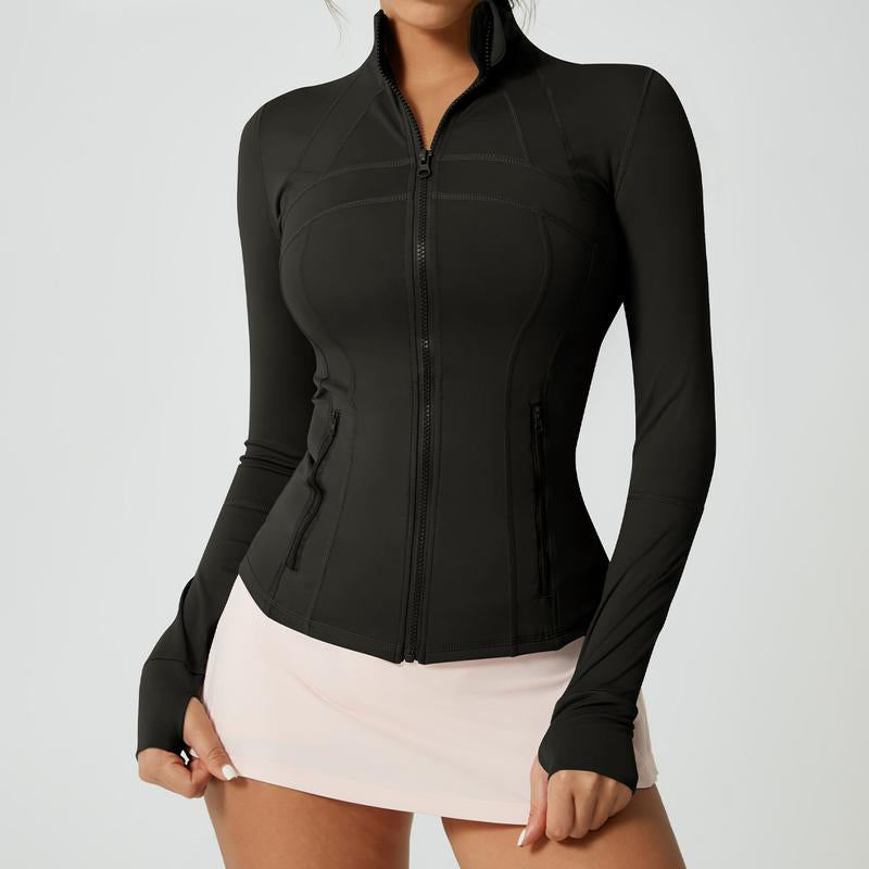 Timeoff Women'S Solid Color Multi-Functional Paneled Zippered Sports Yoga Jacket,Gym Workouts, Badminton, and Casual Exercise. Workout Clothes Women Design