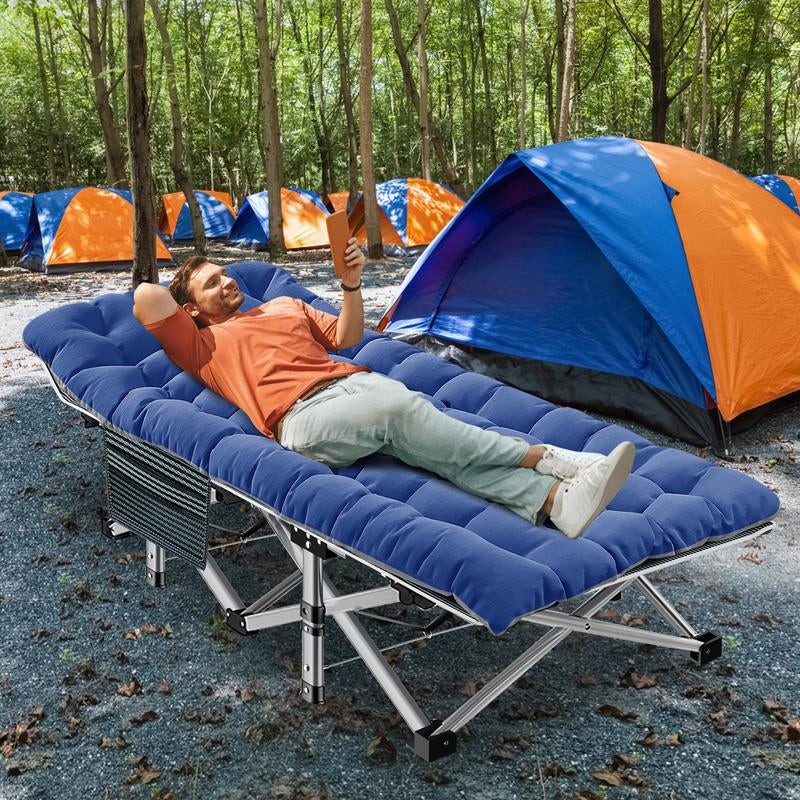 Naudacaa Folding Camping Cot with 2-Sided Mattress – Heavy-Duty, Portable Guest Bed for Camping, Travel, Outdoor & Indoor Use, Supports up to 880 Lbs