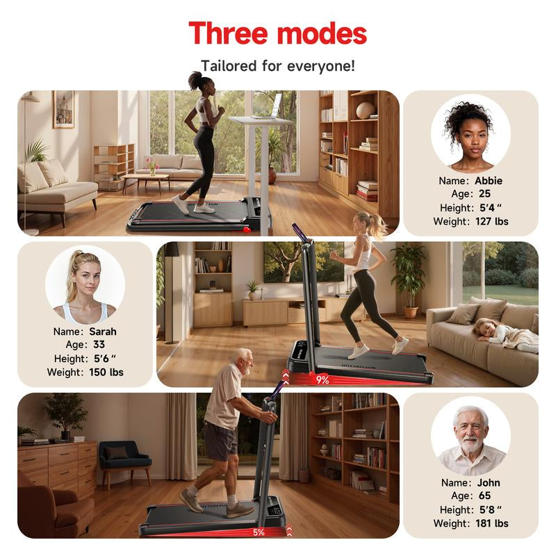 RHYTHM FUN Quiet Foldable Walking Treadmill with Remote – Compact Running Pad for Apartment & Office, Easy to Store under Desk, Incline Support, Space-Saving , 300Lb Weight Capacity, No Installation Needed Home Exercise Equipment Home Fitness Equipment