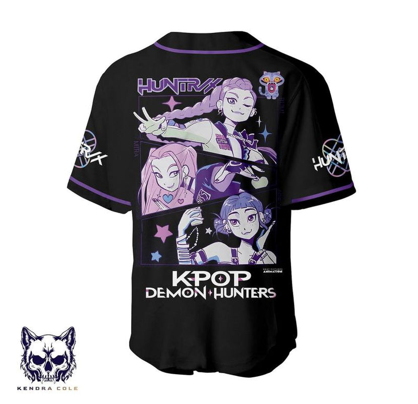 Demon Hunters Huntrix Baseball Jersey – Kpop Anime Streetwear Shirt, Custom Name, K-Pop Demon Hunter Cosplay Top