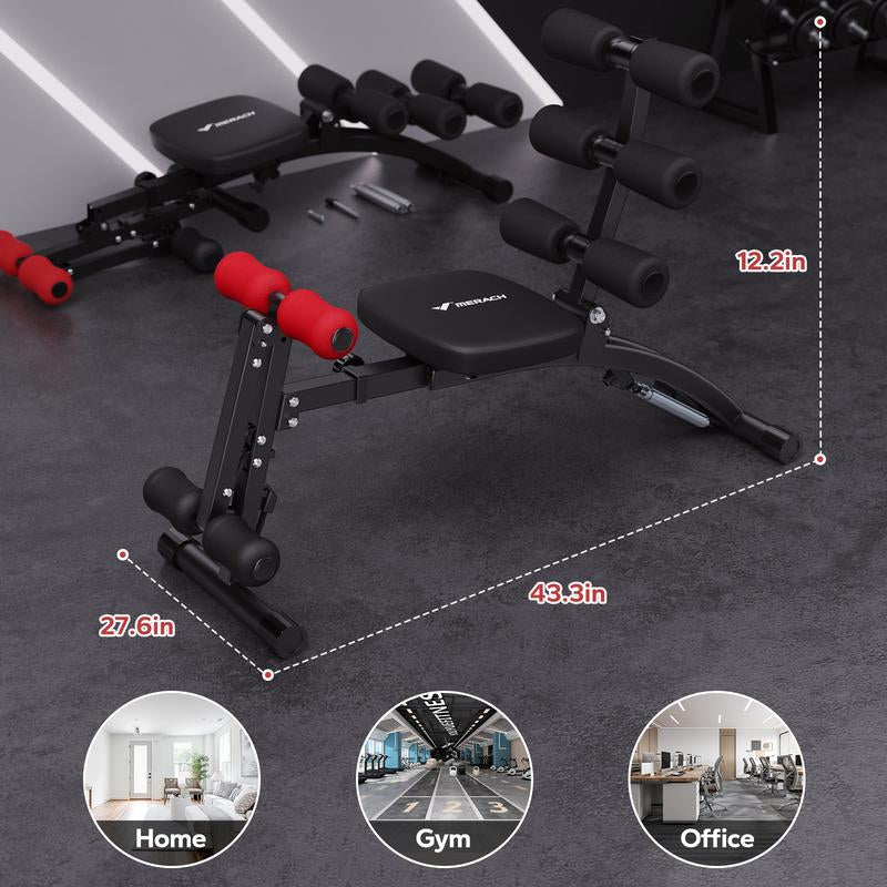 MERACH Multi-Functional Adjustable Ab Machine Workout Bench Sit up Machine Push up Exercise Chair for Home Gym
