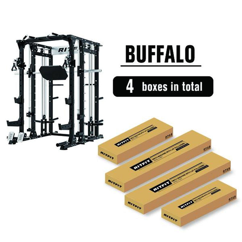 Ritfit BUFFALO Multifunctional Smith Machine with Lat Pull down and Cable Crossover for Versatile Strength Training