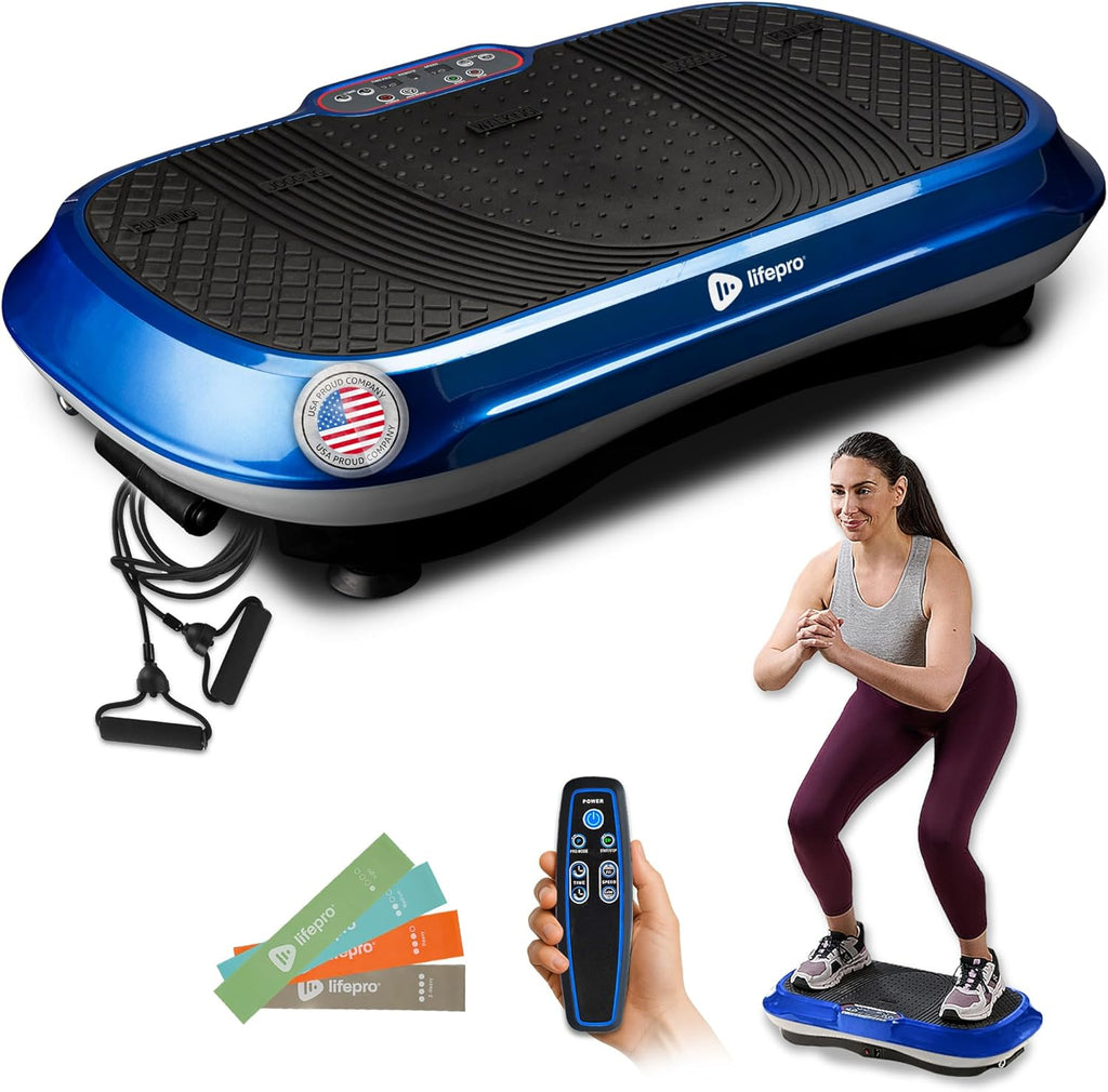 Waver Vibration Plate Exercise Machine for Lymphatic Drainage, Muscle Activation, Full-Body Workout Vibrating Platform with Loop Bands, Fitness Equipment for Strength Toning & Fat Loss