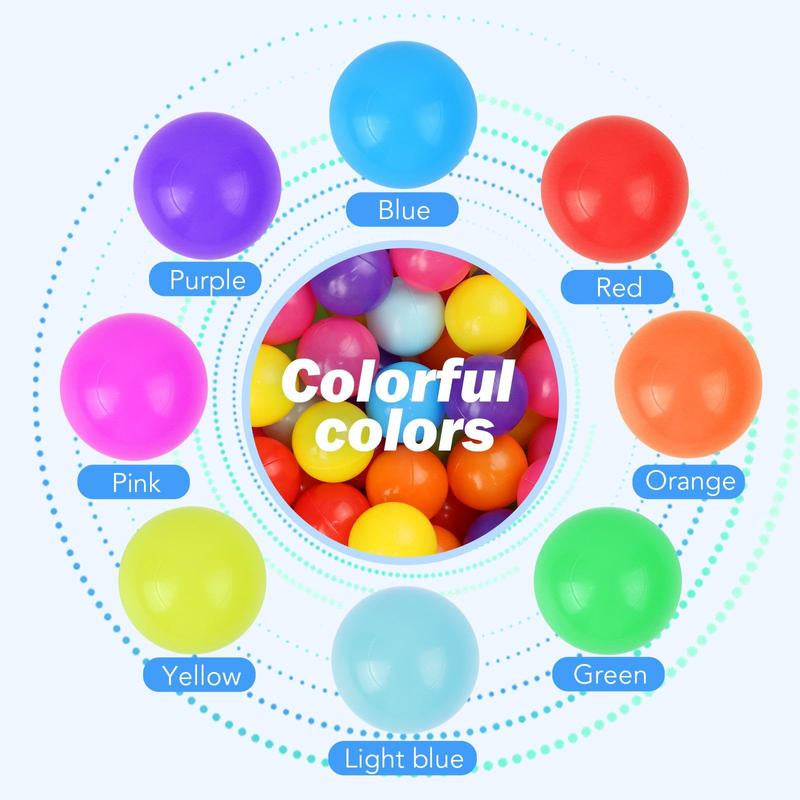 100 Counts Ball Pit Balls, Colorful Plastic Balls for Ball Pit for Kids, Reusable Ballpit Balls with Storage Bag for Indoors and Outdoors Activities