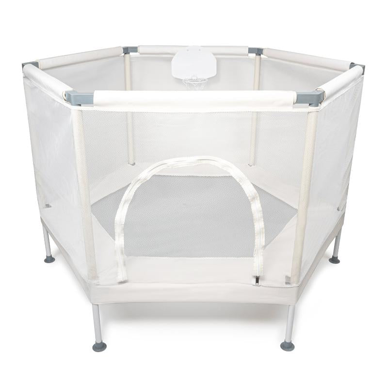 Kids Trampoline 5 FT Arctic Blue with Safety Net, Basketball Hoop, 220Lb Capacity, Ultra Safe No-Gap Design for Boys & Girls