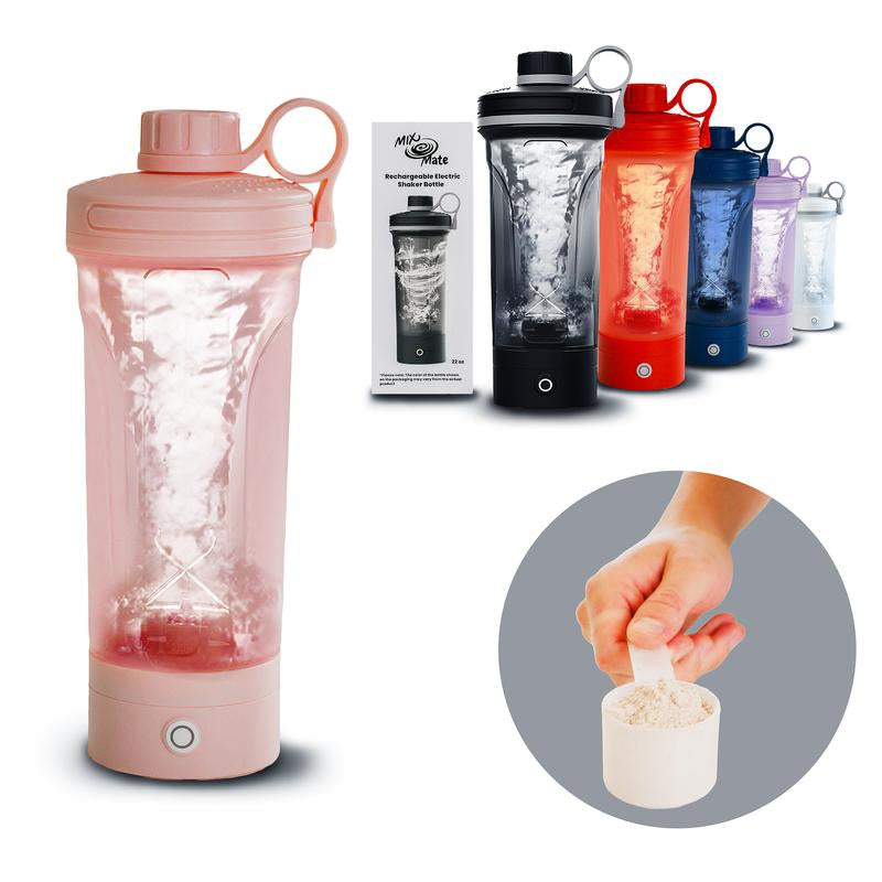 Mixmate Electric Shaker Blender Bottle - Rechargeable Type-C Cup for Gym Protein, Blender Bottle, and Powder Mixes, BPA Free, Self Stirring Design