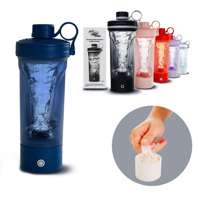 Mixmate Electric Shaker Blender Bottle - Rechargeable Type-C Cup for Gym Protein, Blender Bottle, and Powder Mixes, BPA Free, Self Stirring Design