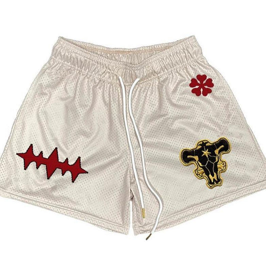Black Clover Asta Subtle Gym Shorts Workout Sport Knee Pants with Pockets Athletic Sweat Walking Summer Embroidered Shorts