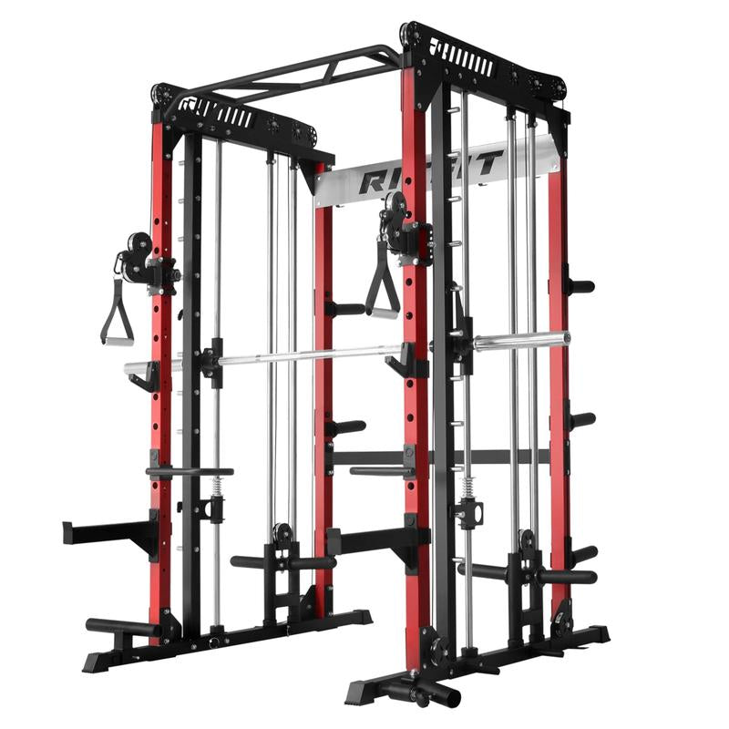 RITFIT M1 2.0 Multi-Functional Smith Machine with Powerful Storage System & Smooth Cable Crossover System for Home Gym Workouts